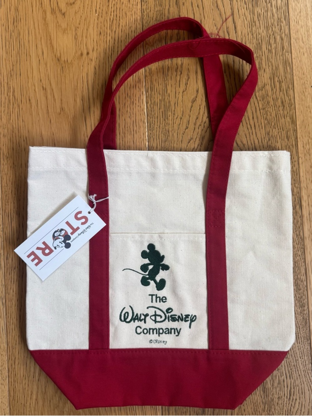 TWDC The Walt Disney Company Red Mini Canvas Tote Bag with Embroidered Mickey